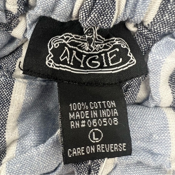 Angie Blue Striped Paper Bag Mini Skirt Size Large Women’s - Picture 2 of 4